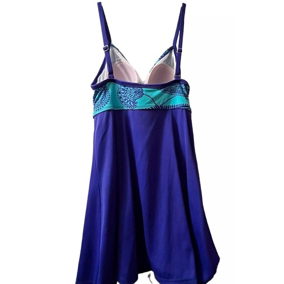 5/$25 Body Concepts Modest Swim Dress Swimsuit Dress Size 14 One Piece Blues - Picture 5 of 7